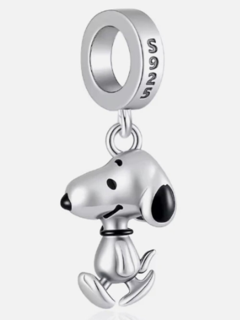 S925 Sterling Silver Snoopy Dog Walking Happy Pendant Charm Necklace Bracelet